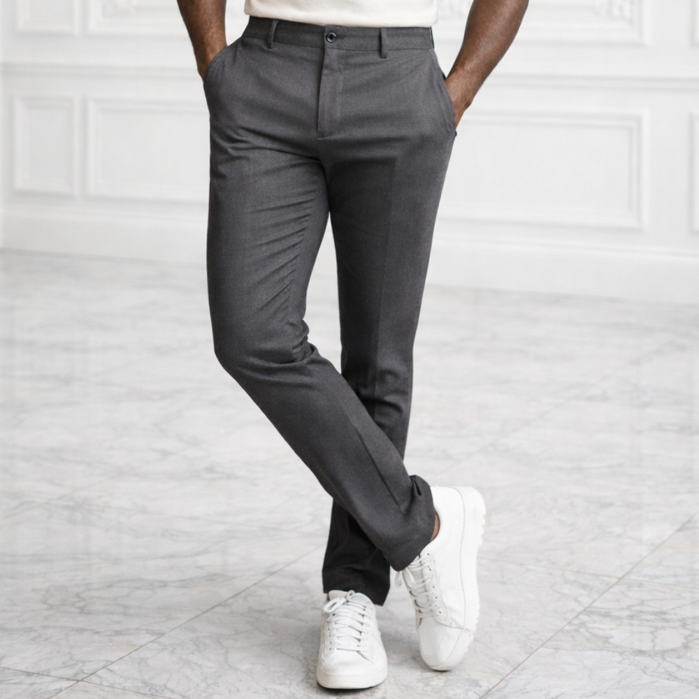 Calça de Alfaiataria Cinza em Tecido Selecionado com Elastano e Caimento Impecável