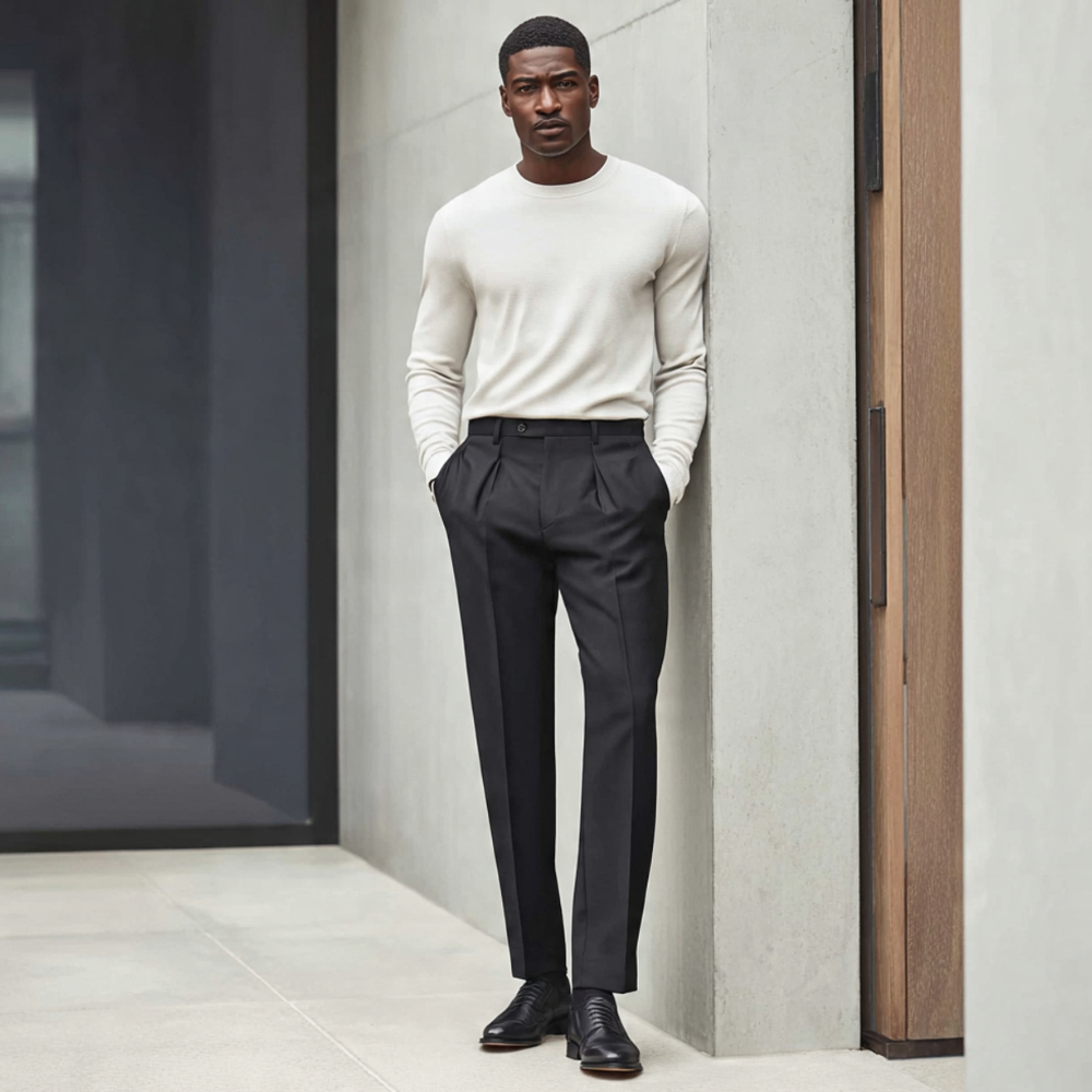 Calça de Alfaiataria Preta em Tecido Selecionado com Elastano e Caimento Impecável