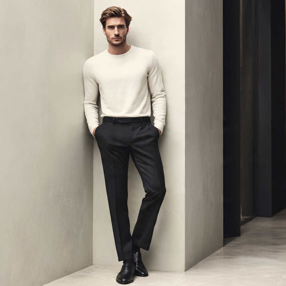 Calça de Alfaiataria Preta em Tecido Selecionado com Elastano e Caimento Impecável