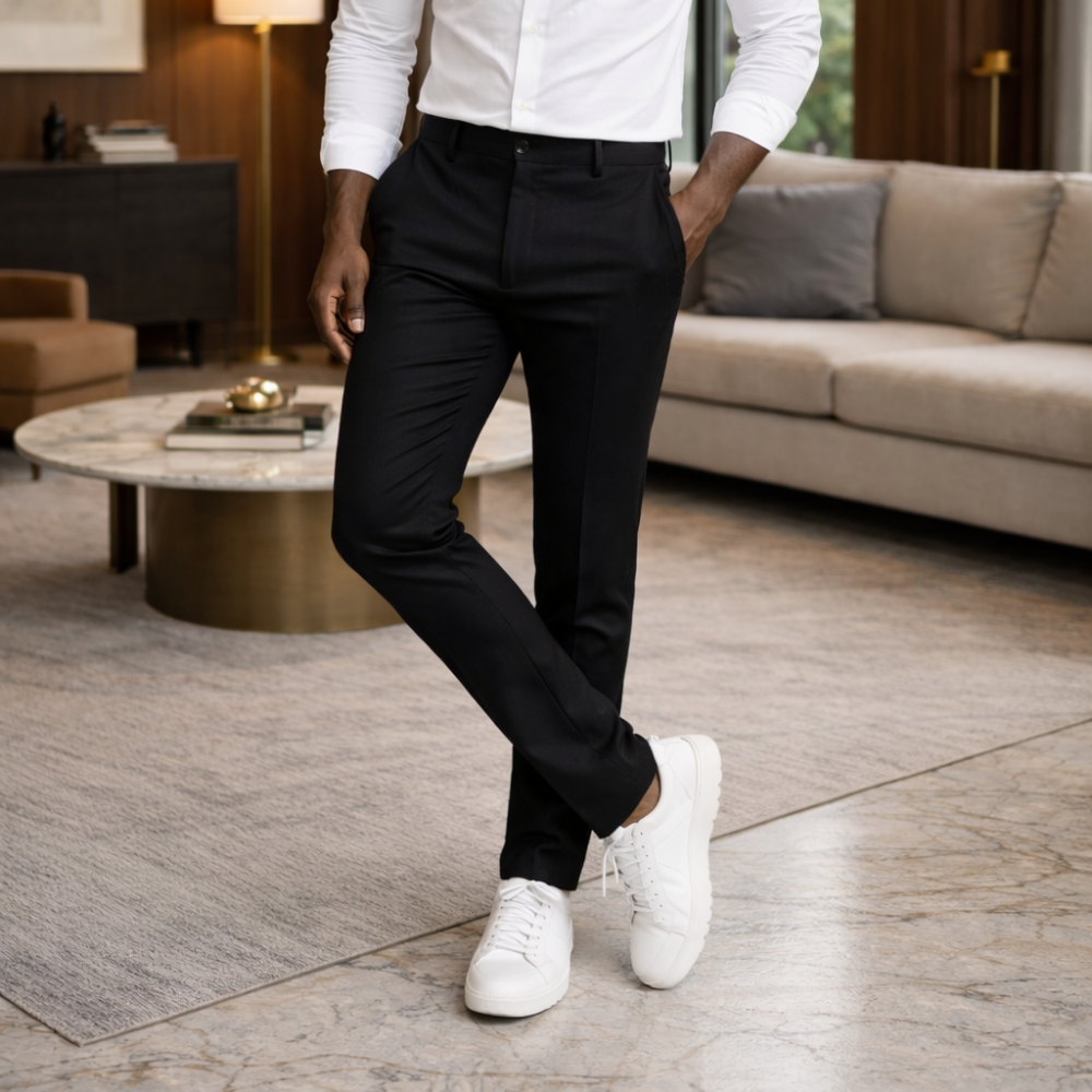 Calça de Alfaiataria Preta em Tecido Selecionado com Elastano e Caimento Impecável