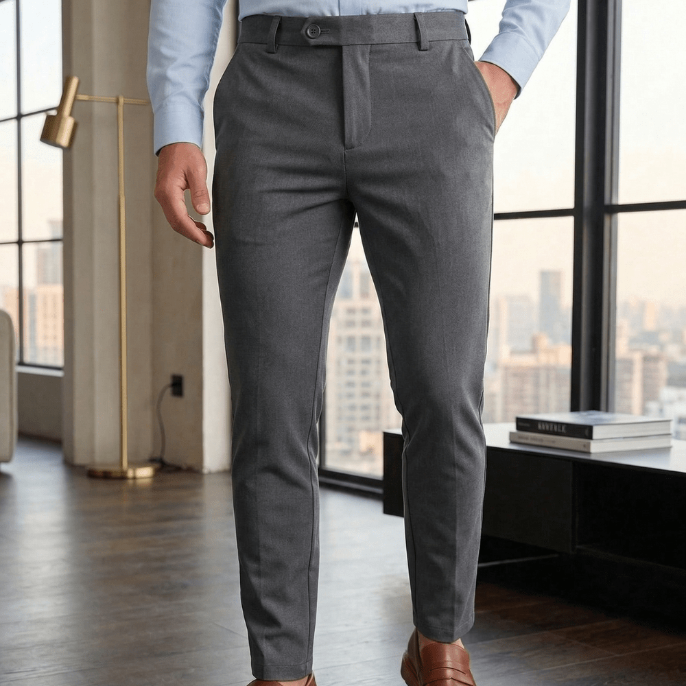 Calça de Alfaiataria Cinza em Tecido Selecionado com Elastano e Caimento Impecável